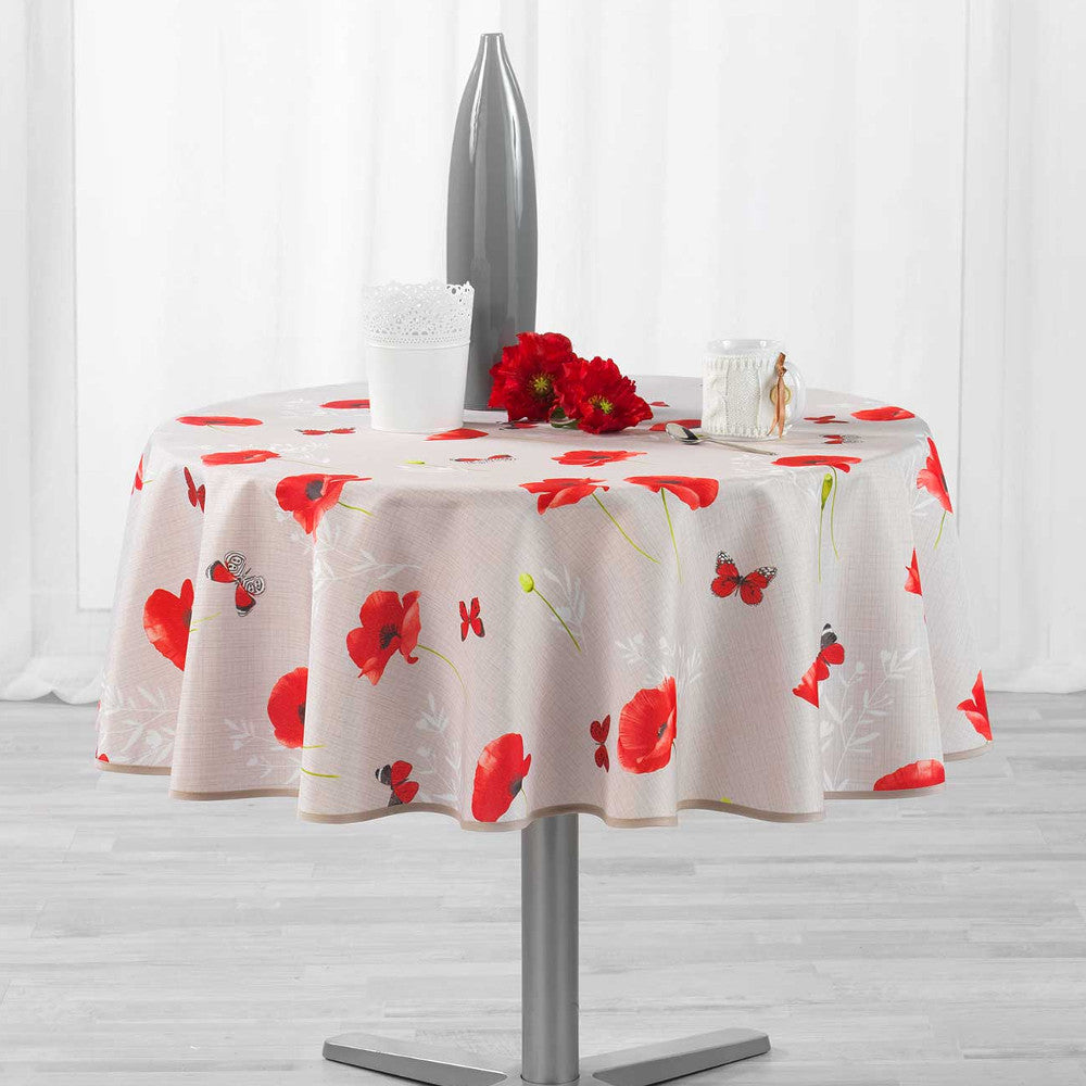 Sweet Poppy, Ø 180 cm, rund duk med fläckskydd