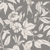 Textilia Miosotis Grey - Grå vaxduk med blad och linne look