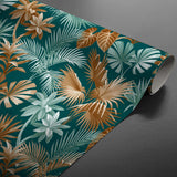 Textilia Riviera Green - Vaxduk med fina tropiska blad på rulle