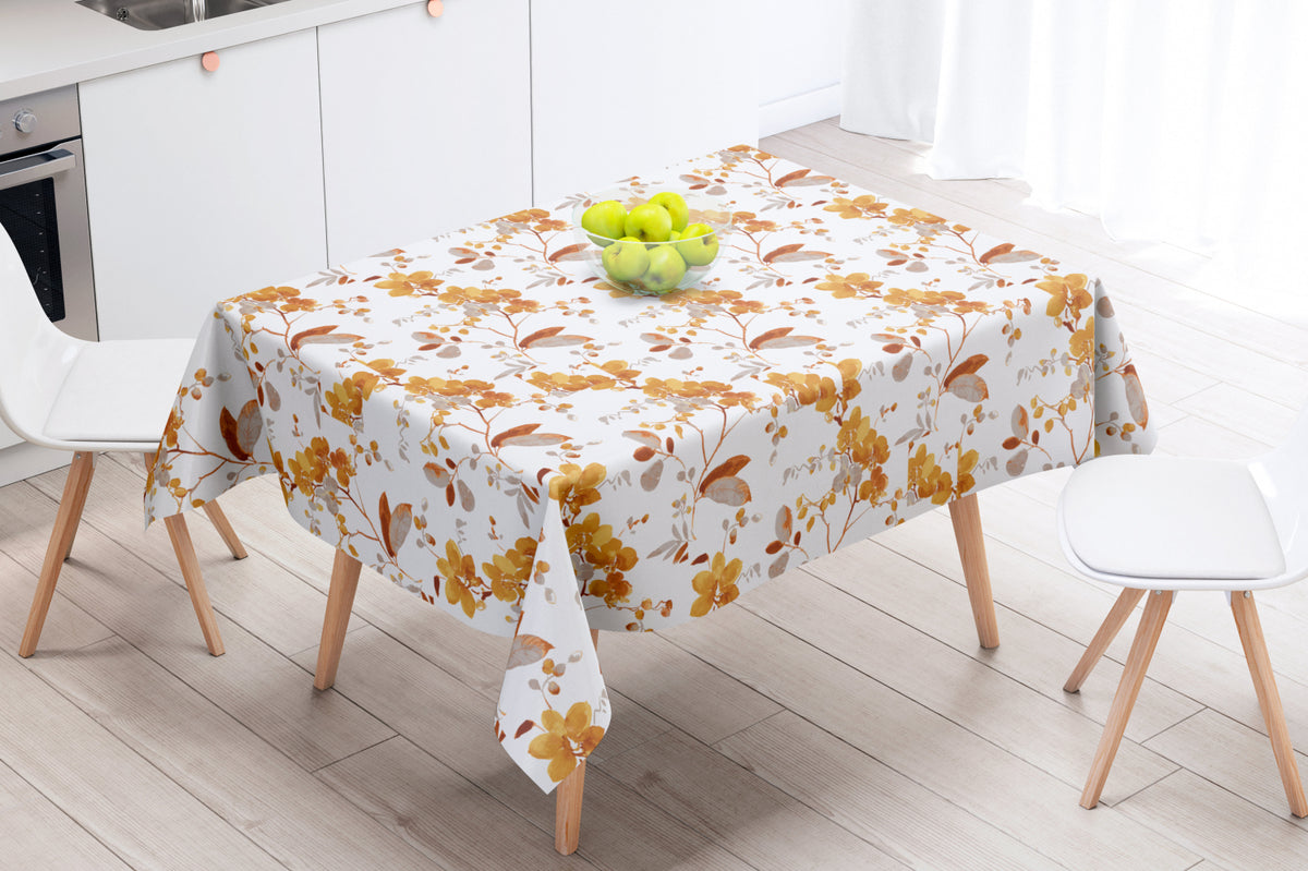 Vanda Mustard - Vackra blad och grenar på linneduk  - 100% linne