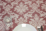 Versailles Bordeaux textilvaxduk med vackert jacquardvävda humleornament, 160 cm