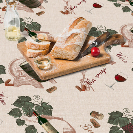 Vin Rouge - Vaxduk med franskt vinmotiv, detaljer