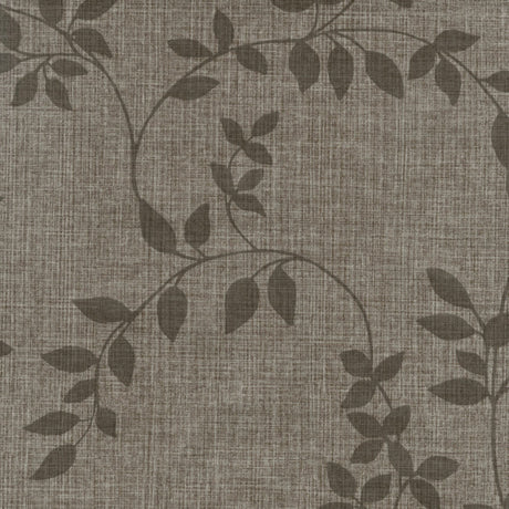 Voksdug Linette Robust Leaf, brun linne-look med blad , 140 cm bred