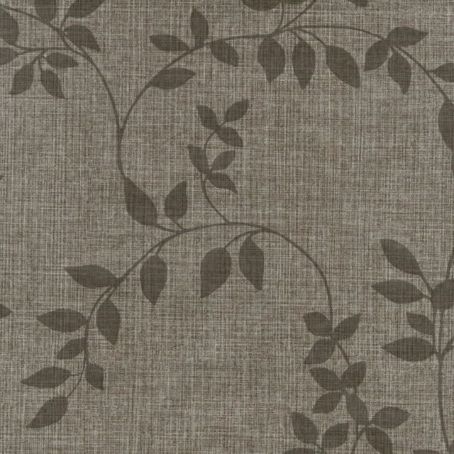 Voksdug Linette Robust Leaf, brun linne-look med blad , 140 cm bred