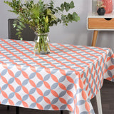 Luna Melon - Vit vaxduk med retro cirkelmönster på bordet