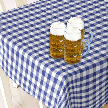 Vaxduk till Oktoberfesten, blå och vit rutig vaxduk, 140 cm bred